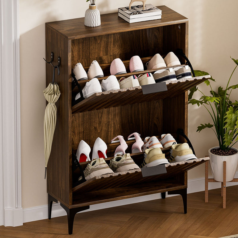 Yorbay Schuhschrank mit 2 Klappen für bis zu 12 Paar Schuhe, 94 x 60 x 23,5 cm - YW001-D068 - 16 - yorbiy.com
