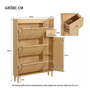 Schuhschrank aus Holzwerkstoff & Rattan, 90 x 125 x 17 cm - YB - WF317731AAP - 3 - yorbiy.com