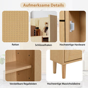 Schuhschrank aus Holzwerkstoff & Rattan, 90 x 125 x 17 cm - YB - WF317731AAP - 5 - yorbiy.com