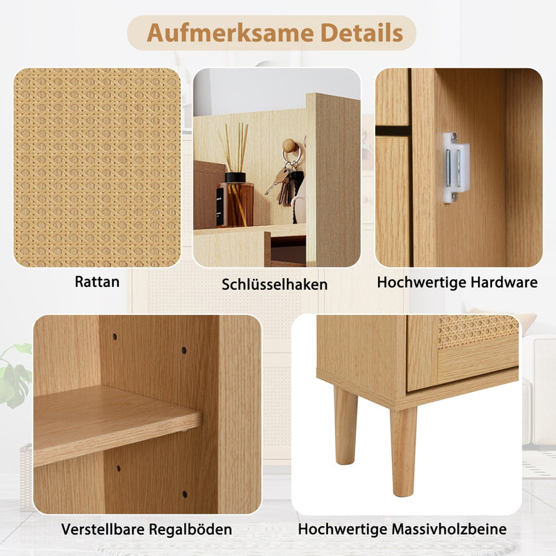 Schuhschrank aus Holzwerkstoff & Rattan, 90 x 125 x 17 cm - YB - WF317731AAP - 5 - yorbiy.com