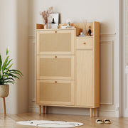 Schuhschrank aus Holzwerkstoff & Rattan, 90 x 125 x 17 cm - YB - WF317731AAP - 9 - yorbiy.com