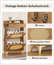 Yorbay Schuhschrank mit 2 Klappen, Schublade und Haken - YW028-D100 - 9 - yorbiy.com