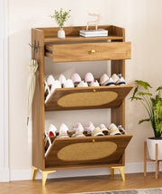 Yorbay Schuhschrank mit 2 Klappen, Schublade und Haken - YW028-D100 - 2 - yorbiy.com