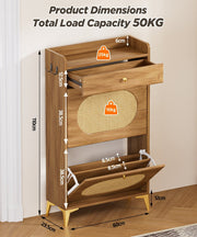 Yorbay Schuhschrank mit 2 Klappen, Schublade und Haken - YW028-D100 - 3 - yorbiy.com