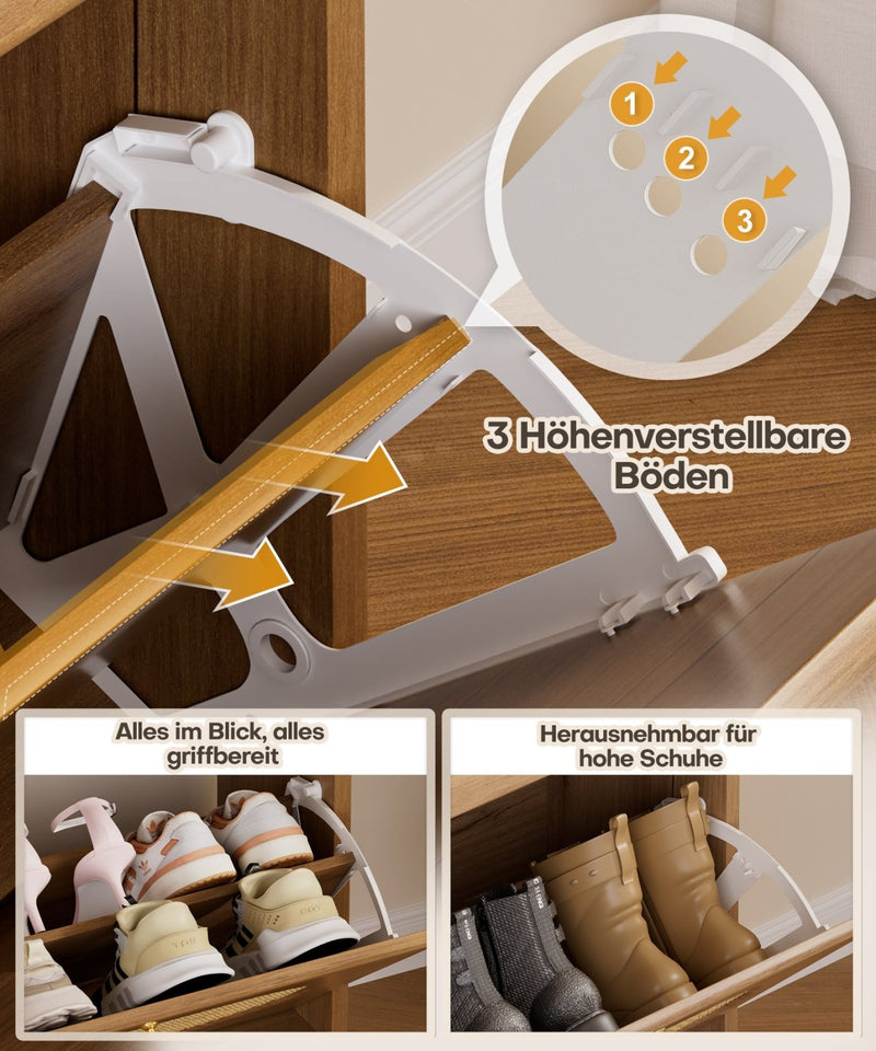 Yorbay Schuhschrank mit 2 Klappen, Schublade und Haken - YW028-D100 - 4 - yorbiy.com