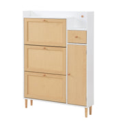 Schuhschrank aus Holzwerkstoff & Rattan, 90 x 125 x 17 cm - YB - WF317731AAW - 10 - yorbiy.com