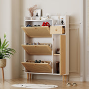 Schuhschrank aus Holzwerkstoff & Rattan, 90 x 125 x 17 cm - YB - WF317731AAW - 11 - yorbiy.com