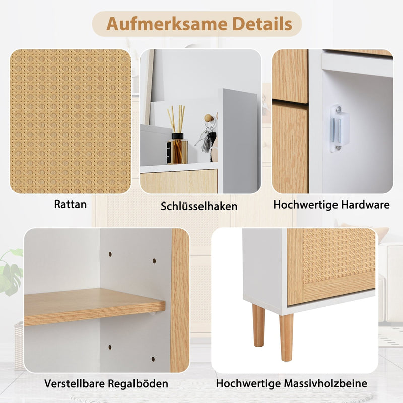 Schuhschrank aus Holzwerkstoff & Rattan, 90 x 125 x 17 cm - YB - WF317731AAW - 14 - yorbiy.com