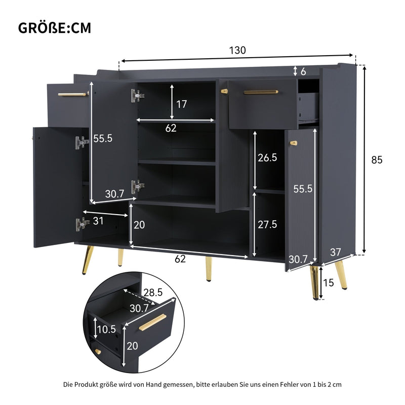 Schuhschrank mit 2 Schubladen und 4 Türen, 130x37x100 cm - YB - N657P21848384S - 11 - yorbiy.com