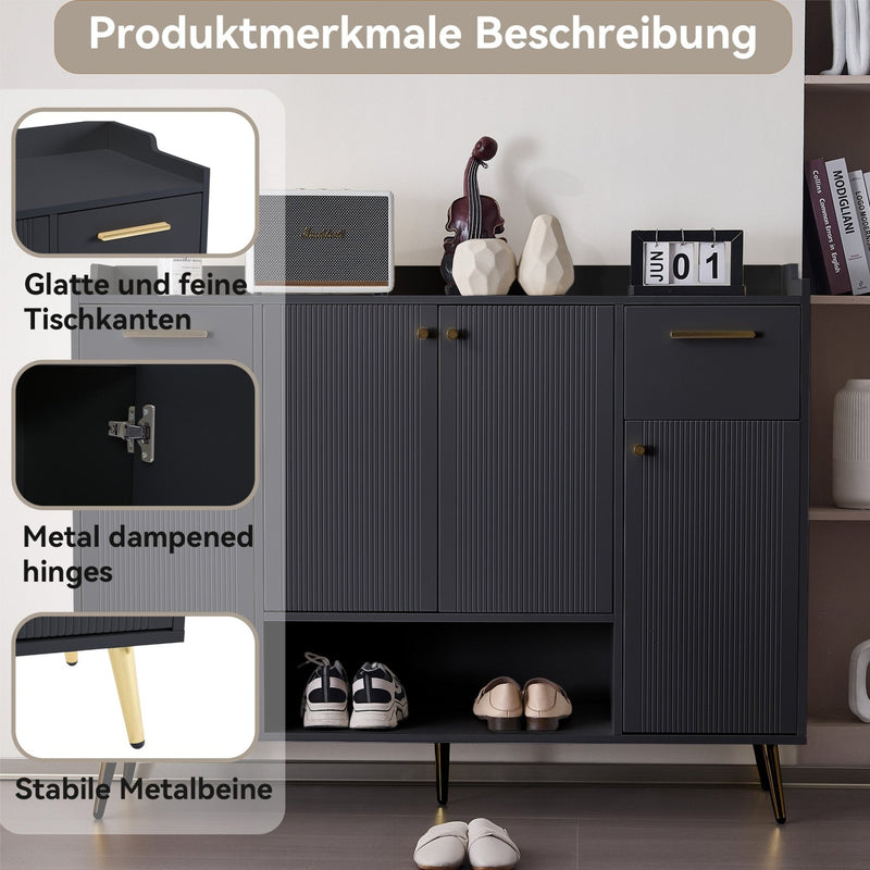Schuhschrank mit 2 Schubladen und 4 Türen, 130x37x100 cm - YB - N657P21848384S - 12 - yorbiy.com