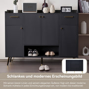 Schuhschrank mit 2 Schubladen und 4 Türen, 130x37x100 cm - YB - N657P21848384S - 16 - yorbiy.com