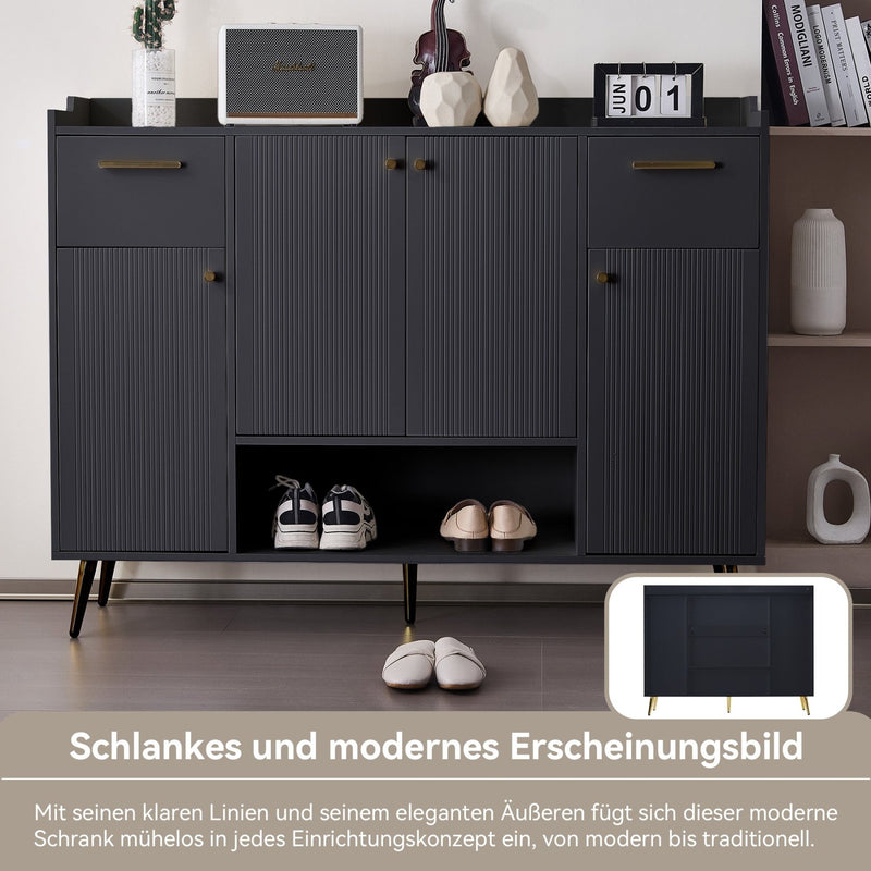 Schuhschrank mit 2 Schubladen und 4 Türen, 130x37x100 cm - YB - N657P21848384S - 16 - yorbiy.com