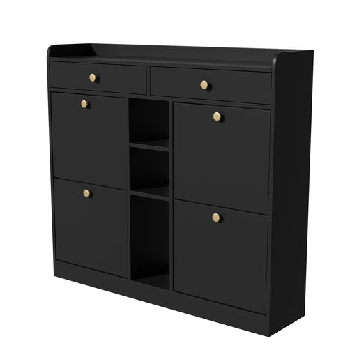 Schuhschrank mit 4 Klapptüren, 2 Schubladen und 3 offenen Fächern - YB - WF253010011S - 7 - yorbiy.com