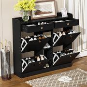 Schuhschrank mit 4 Klapptüren, 2 Schubladen und 3 offenen Fächern - YB - WF253010011S - 11 - yorbiy.com