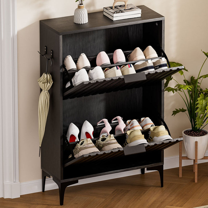Yorbay Schuhschrank mit 2 Klappen für bis zu 12 Paar Schuhe, 94 x 60 x 23,5 cm - YW001-D067 - 9 - yorbiy.com