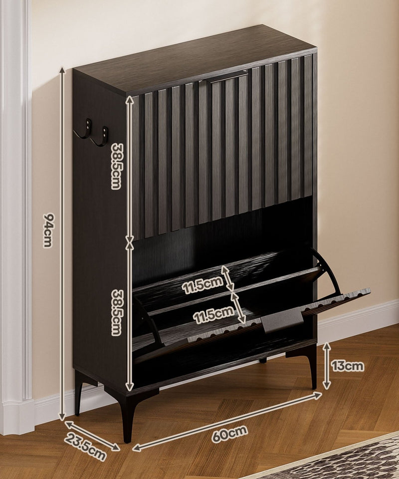 Yorbay Schuhschrank mit 2 Klappen für bis zu 12 Paar Schuhe, 94 x 60 x 23,5 cm - YW001-D067 - 10 - yorbiy.com