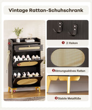 Yorbay Schuhschrank mit 2 Klappfächern & Schublade, 110,5 × 60 × 24 cm - YW002-D080 - 21 - yorbiy.com