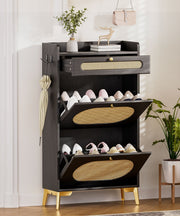 Yorbay Schuhschrank mit 2 Klappfächern & Schublade, 110,5 × 60 × 24 cm - YW002-D080 - 13 - yorbiy.com
