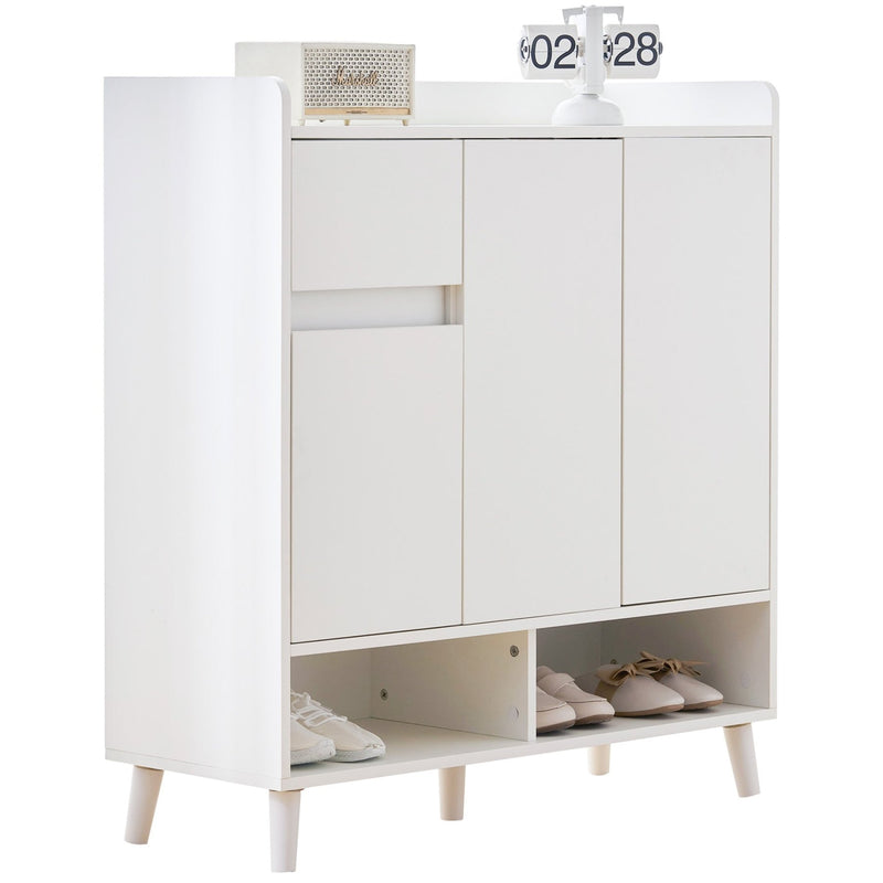Schuhschrank mit verstellbaren Einlegeböden mit Massivholzbeinen - YB - N657P19981617W - 1 - yorbiy.com