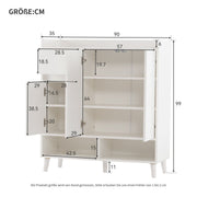Schuhschrank mit verstellbaren Einlegeböden mit Massivholzbeinen - YB - N657P19981617W - 3 - yorbiy.com