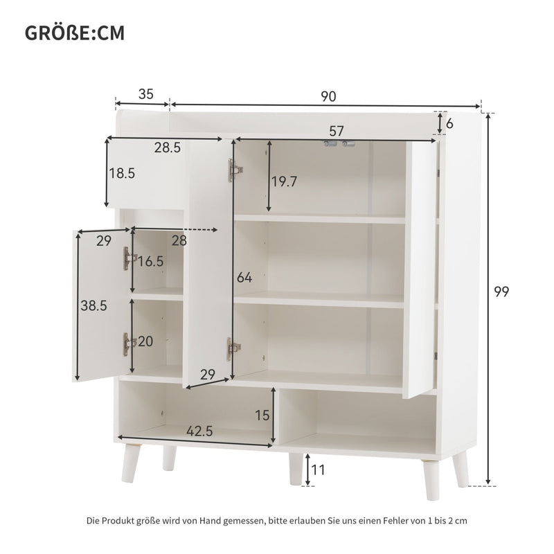 Schuhschrank mit verstellbaren Einlegeböden mit Massivholzbeinen - YB - N657P19981617W - 3 - yorbiy.com