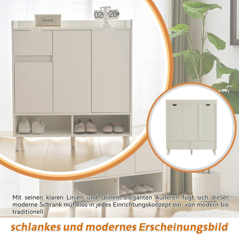 Schuhschrank mit verstellbaren Einlegeböden mit Massivholzbeinen - YB - N657P19981617W - 5 - yorbiy.com