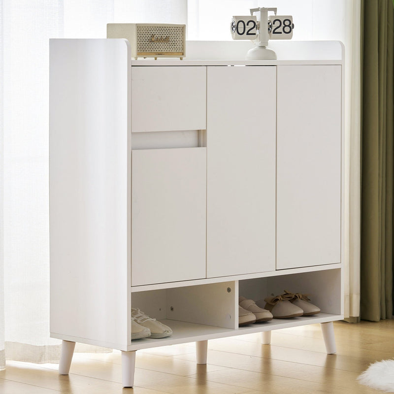 Schuhschrank mit verstellbaren Einlegeböden mit Massivholzbeinen - YB - N657P19981617W - 6 - yorbiy.com