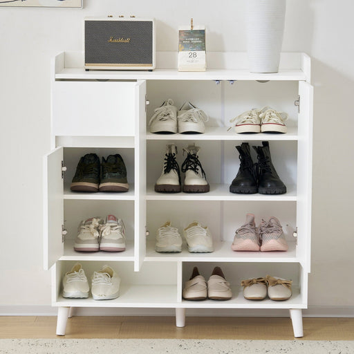 Schuhschrank mit verstellbaren Einlegeböden mit Massivholzbeinen - YB - N657P19981617W - 7 - yorbiy.com