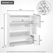 Schuhschrank mit 3 Klappen & Sitzbank, 119 x 24 x 122 cm - YB - N657P24674142W - 3 - yorbiy.com