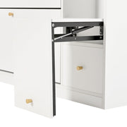 Schuhschrank mit 3 Klappen & Sitzbank, 119 x 24 x 122 cm - YB - N657P24674142W - 6 - yorbiy.com