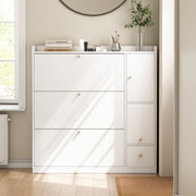 Schuhschrank mit 3 Klappen & Sitzbank, 119 x 24 x 122 cm - YB - N657P24674142W - 8 - yorbiy.com