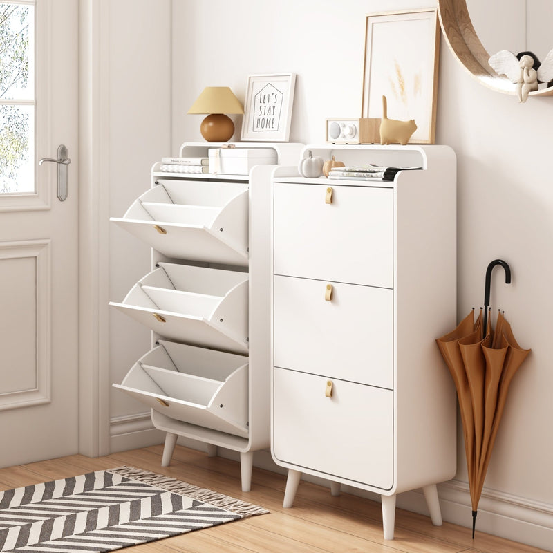Schuhschrank mit 3 Klappbaren Schubladen, 133,7 x 29,5 x 63 cm - YB - T3143P261285 - 2 - yorbiy.com