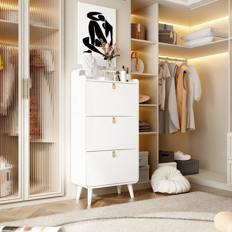 Schuhschrank mit 3 Klappbaren Schubladen, 133,7 x 29,5 x 63 cm - YB - T3143P261285 - 5 - yorbiy.com