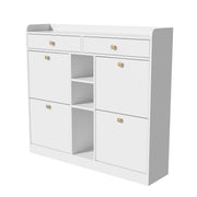 Schuhschrank mit 4 Klapptüren, 2 Schubladen und 3 offenen Fächern - YB - WF253010011W - 1 - yorbiy.com