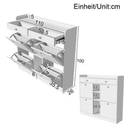 Schuhschrank mit 4 Klapptüren, 2 Schubladen und 3 offenen Fächern - YB - WF253010011W - 3 - yorbiy.com