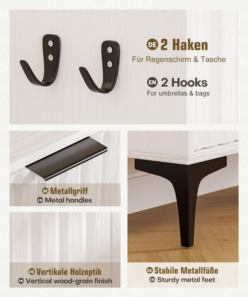 Yorbay Schuhschrank mit 2 Klappen für bis zu 12 Paar Schuhe, 94 x 60 x 23,5 cm - YW001-D066 - 4 - yorbiy.com