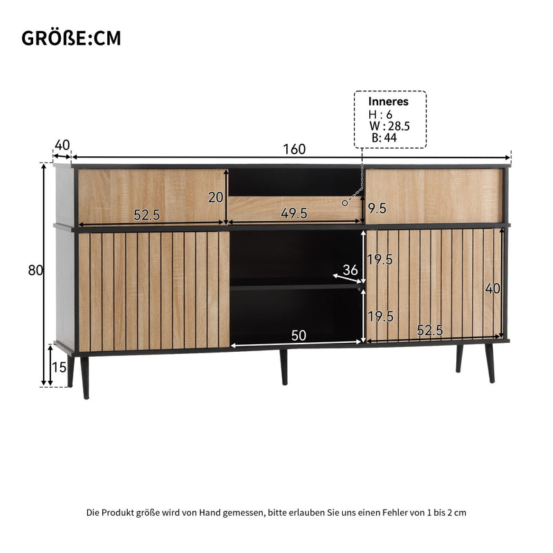 Kommode mit 4 Schiebetüren und 1 Schublade - YB - N657P19614647S - 3 - yorbiy.com