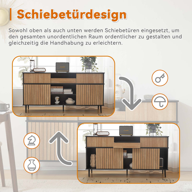 Kommode mit 4 Schiebetüren und 1 Schublade - YB - N657P19614647S - 6 - yorbiy.com
