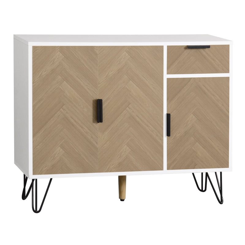 Sideboard in Weiß & Holzoptik mit Schublade und verstellbaren Einlegeböden - YB - N621P198303W - 1 - yorbiy.com