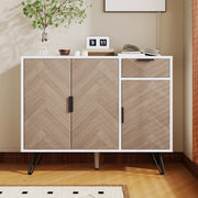 Sideboard in Weiß & Holzoptik mit Schublade und verstellbaren Einlegeböden - YB - N621P198303W - 2 - yorbiy.com