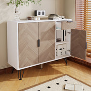 Sideboard in Weiß & Holzoptik mit Schublade und verstellbaren Einlegeböden - YB - N621P198303W - 5 - yorbiy.com