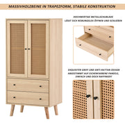 Sideboard mit Türen und Schubladen, Rattan - Design, 60 x 120 x 40 cm - YB - WF301867OAA - 4 - yorbiy.com