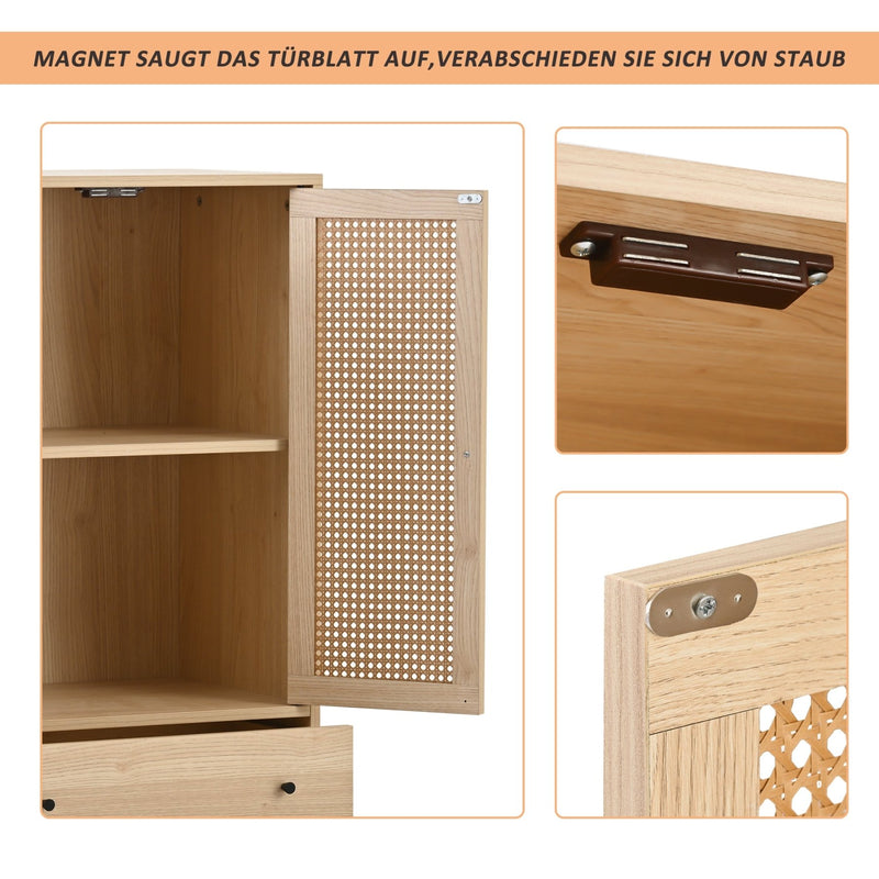 Sideboard mit Türen und Schubladen, Rattan - Design, 60 x 120 x 40 cm - YB - WF301867OAA - 5 - yorbiy.com