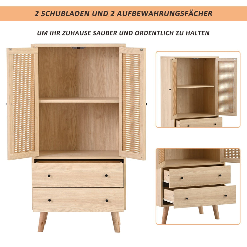 Sideboard mit Türen und Schubladen, Rattan - Design, 60 x 120 x 40 cm - YB - WF301867OAA - 6 - yorbiy.com