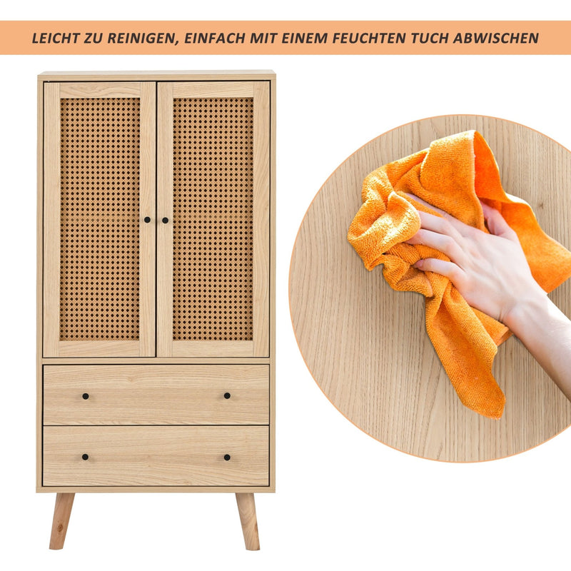 Sideboard mit Türen und Schubladen, Rattan - Design, 60 x 120 x 40 cm - YB - WF301867OAA - 7 - yorbiy.com