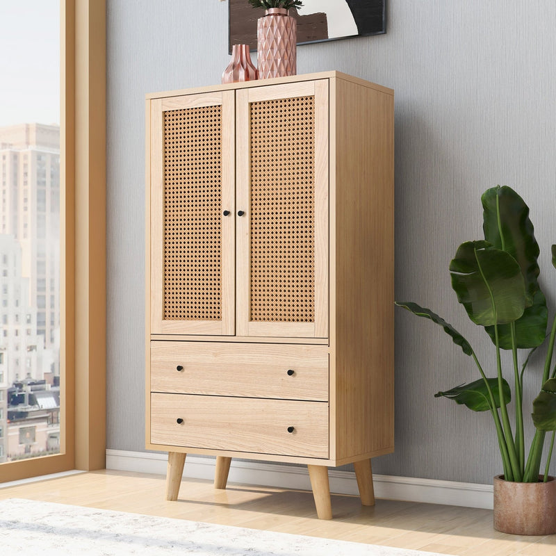 Sideboard mit Türen und Schubladen, Rattan - Design, 60 x 120 x 40 cm - YB - WF301867OAA - 8 - yorbiy.com