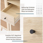 Sideboard in Holzoptik mit Rattantüren und Schublade, 60x40x101 cm - YB - WF316160OAA - 4 - yorbiy.com