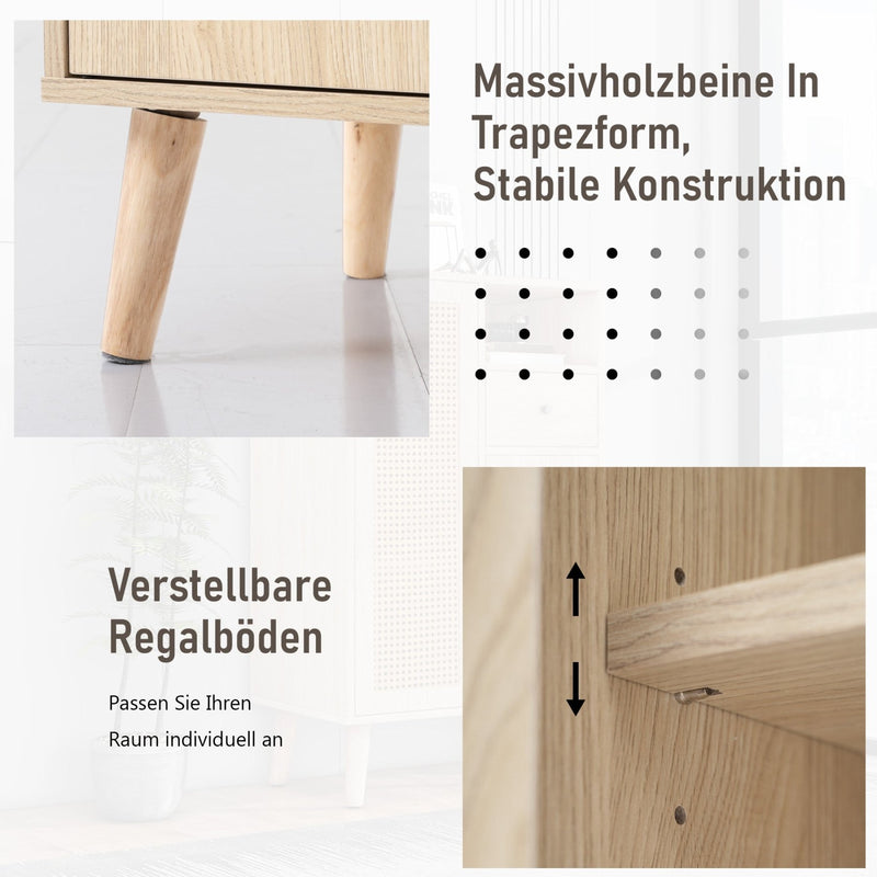 Sideboard in Holzoptik mit Rattantüren und Schublade, 60x40x101 cm - YB - WF316160OAA - 6 - yorbiy.com