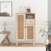 Sideboard in Holzoptik mit Rattantüren und Schublade, 60x40x101 cm - YB - WF316160OAA - 8 - yorbiy.com