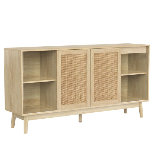 Sideboard mit Rattan - Schiebetüren und 2 Schubladen, 155 x 38 x 80 cm - YB - WF221073074O - 1 - yorbiy.com